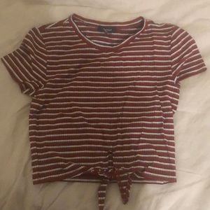 Forever 21 striped crop top with tie front
